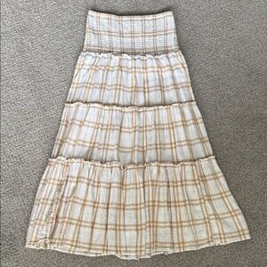 Plaid Tan and White Women's Skirt or Strapless Dress